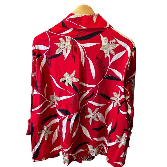 Westbound Red Tropical Floral Buttoned Jacket Sz 2X - Picture 2 of 7